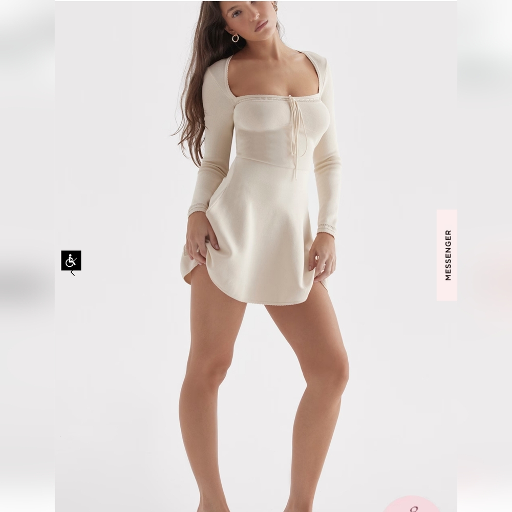 House of CB Caprice Cream Dainty Knit Mini Dress - Picture 16 of 16